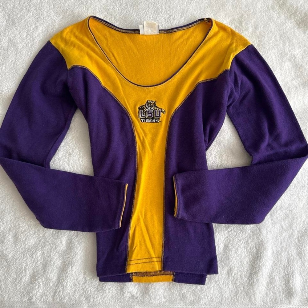 vintage LSU Tigers purple and yellow long sleeve top